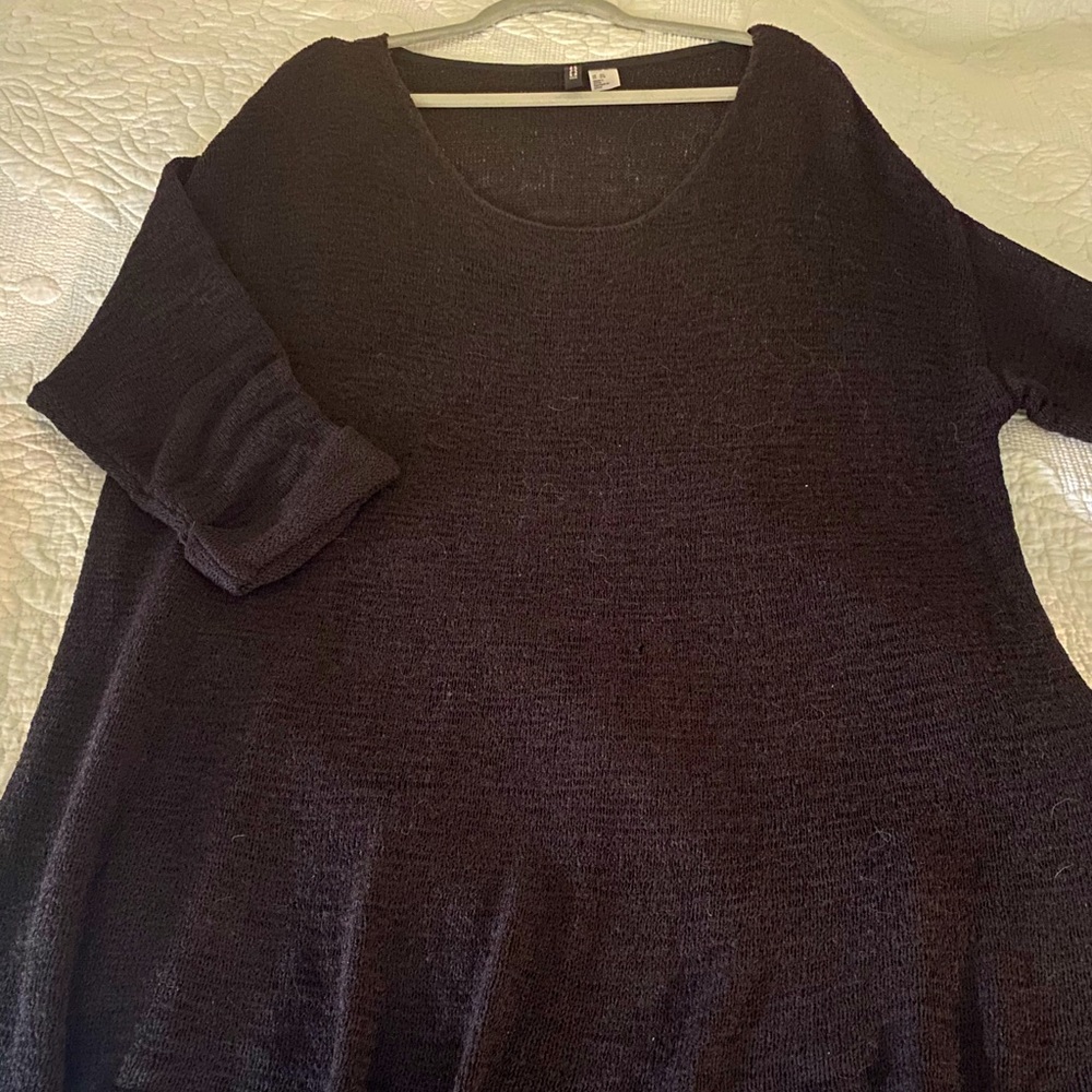 loose knit black tunic sweater